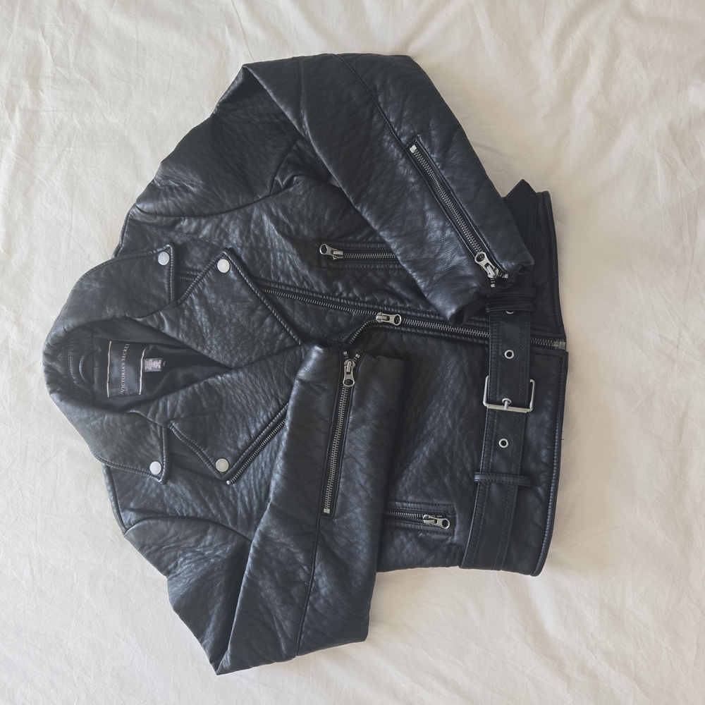 Black Leather Jacket with Silver Accents